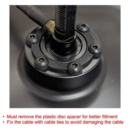 Close-up of a mechanical component with text instructions on a white background