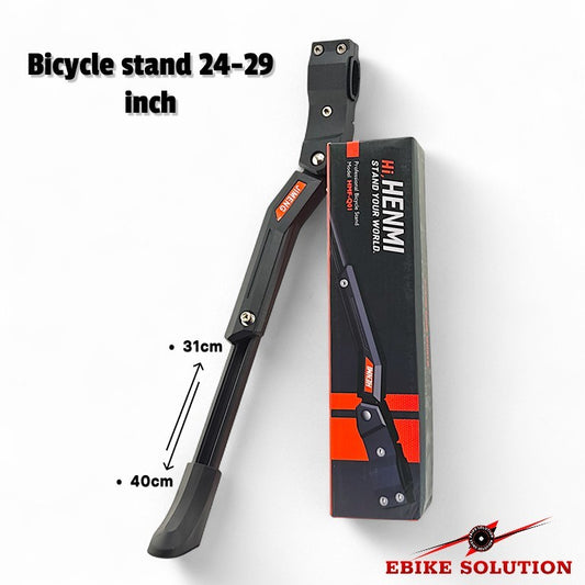 HENMI bicycle stand with dimensions on a white background