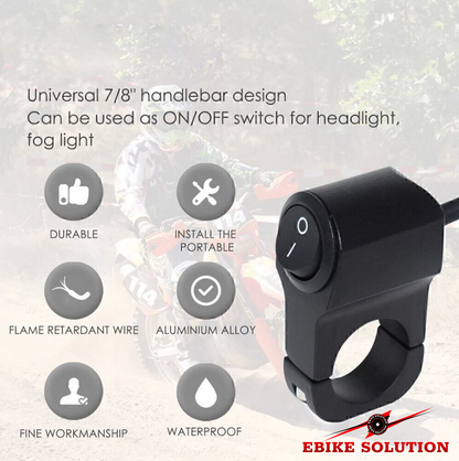 Motorcycle Headlight Switch 2 Pin Fog Spot Light Waterproof  Motorbike Handlebar