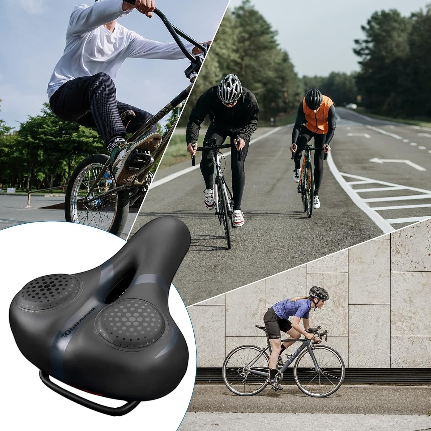 Bike Saddle Comfortable Soft Reflective Shockproof Bicycle Saddle