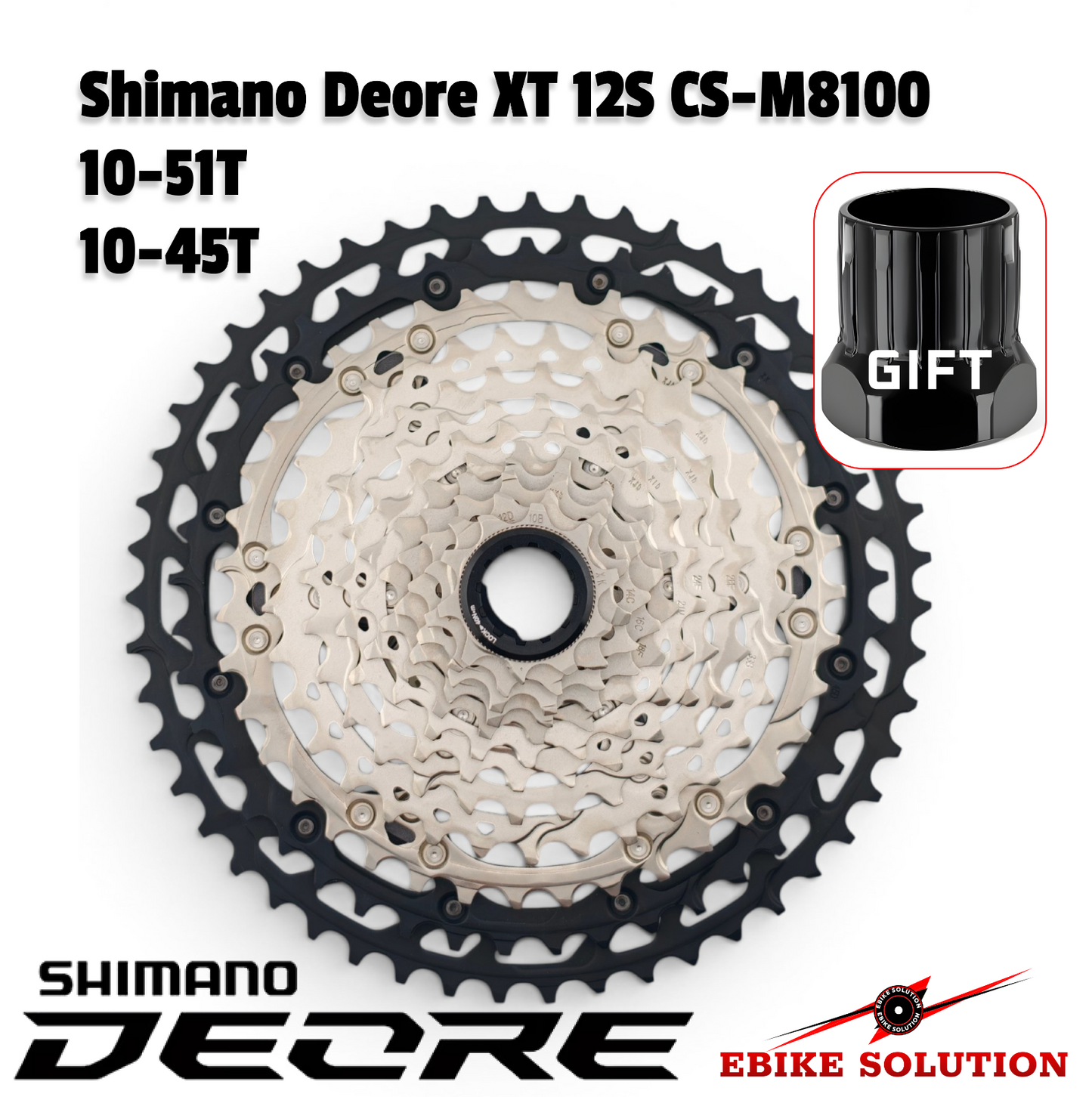 Shimano Deore XT CS-M8100 XT 12-speed cassette 10 - 51T, 10-45T ebike solution