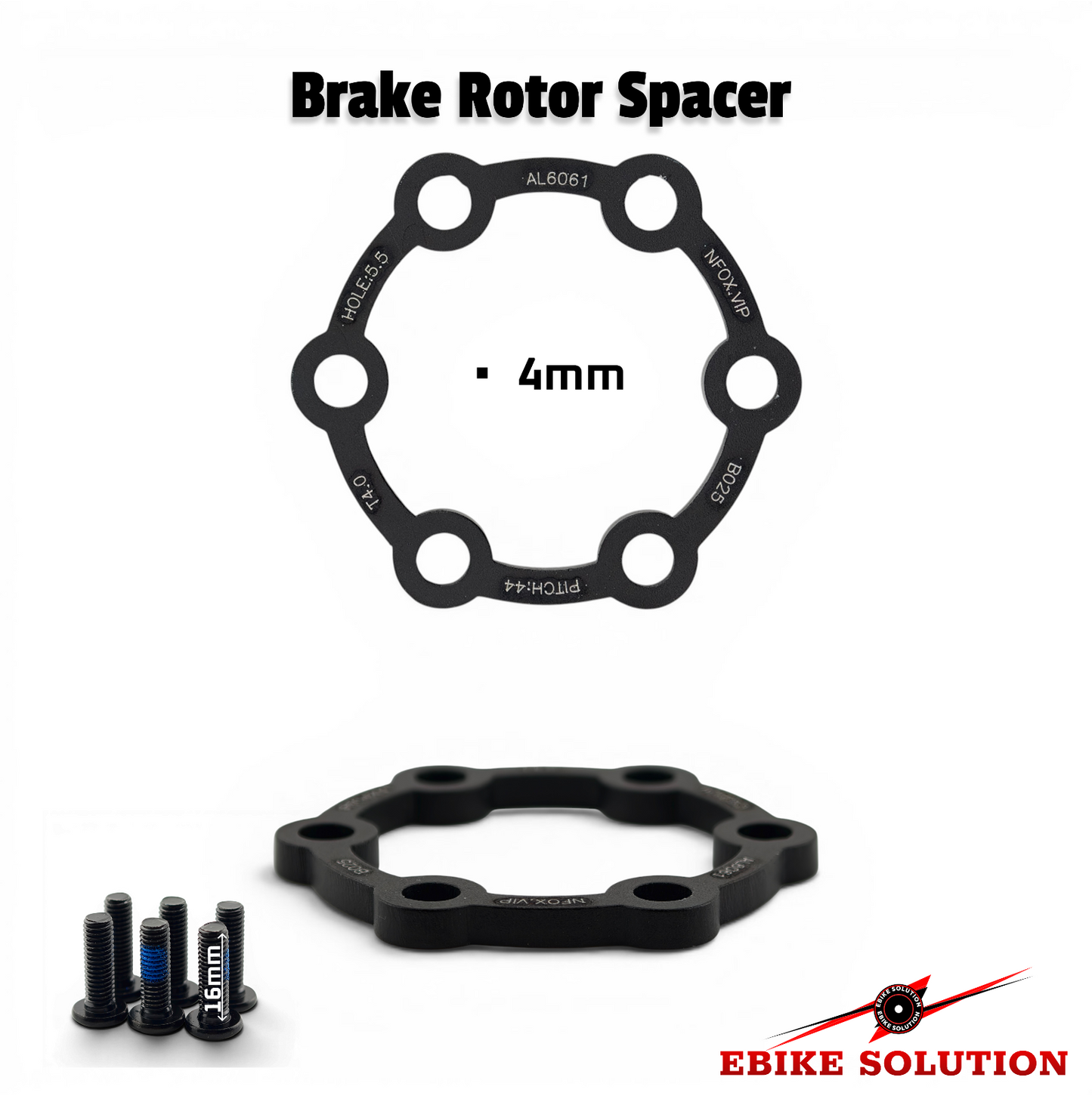 2/3/4/5/6mm Aluminum Alloy Disc Brake Spacer for Mountain Bike Hub 6 Hole Black