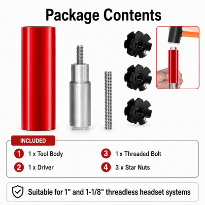 Bike Fork Headset Star Nut Setting Tool 1" 1-1/8" Threadless Steerer Installer Kit