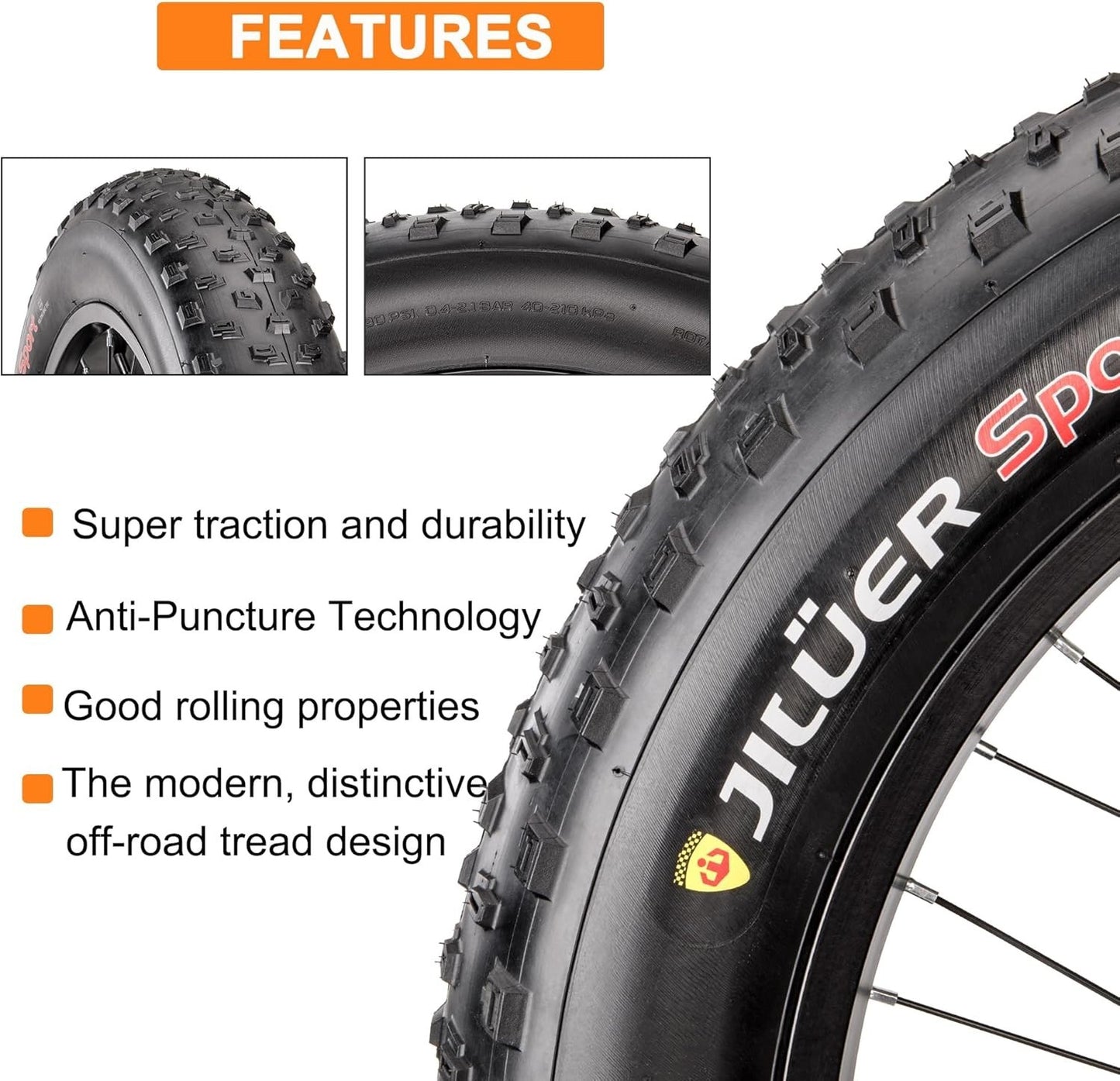 20X4.0/26X4.0 Inch Fat Bike Tires Replacement Ebike Tyre