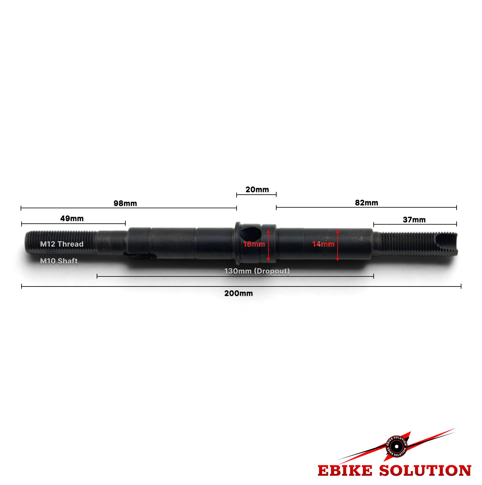 Ebike Hub Motor Replacement Axle M12 250w 500w 750w, 130mm Dropout ebike solution