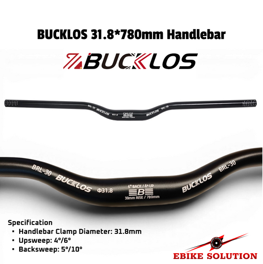 BUCKLOS 780mm Riser Handlebar 31.8mm Aluminum Alloy 30mm Rise MTB Road Bike Bar