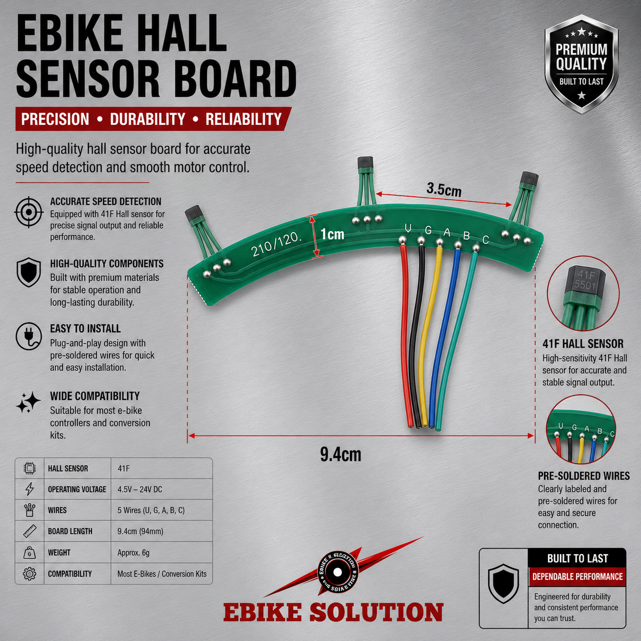 EBike Hall Board PCB 41F Sensor Brushless Hub Motor 120/60 degrees ebike solution
