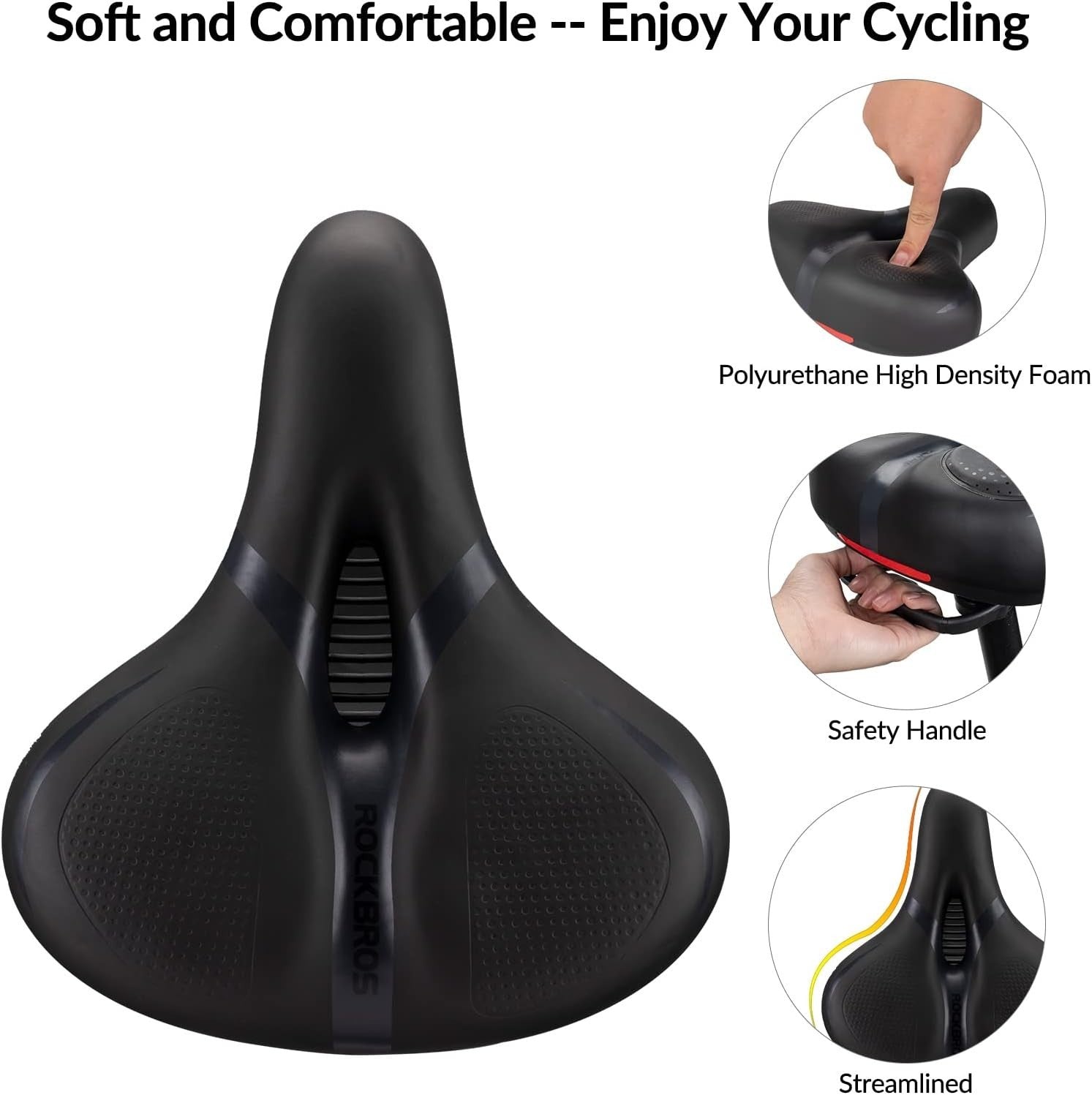 Bike Saddle Comfortable Soft Reflective Shockproof Bicycle Saddle