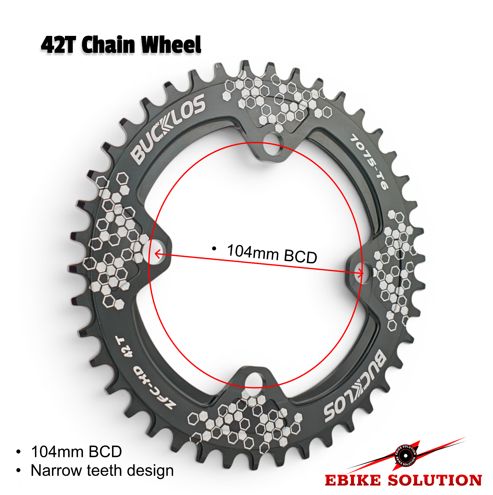 104BCD Chainring Narrow Wide Single Chainwheel Round 42T MTB Bike