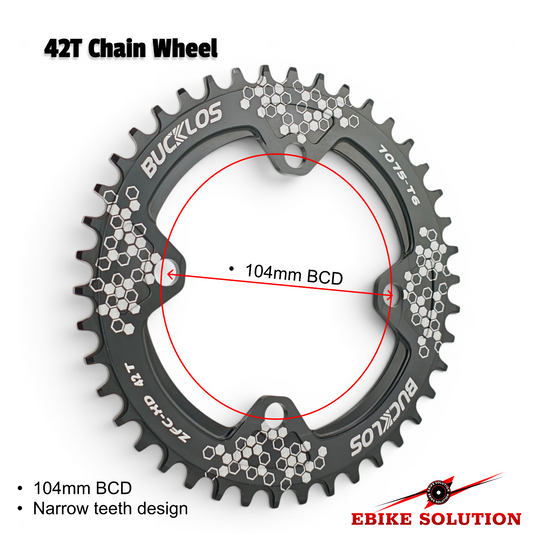 104BCD Chainring Narrow Wide Single Chainwheel Round 42T MTB Bike