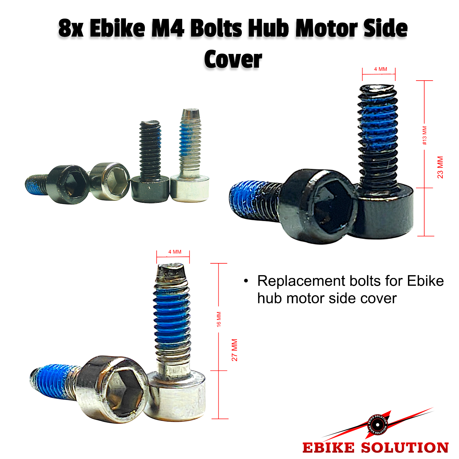 8x Ebike M4 Bolts Hub Motor Side Cover 1000w 2000w 3000w