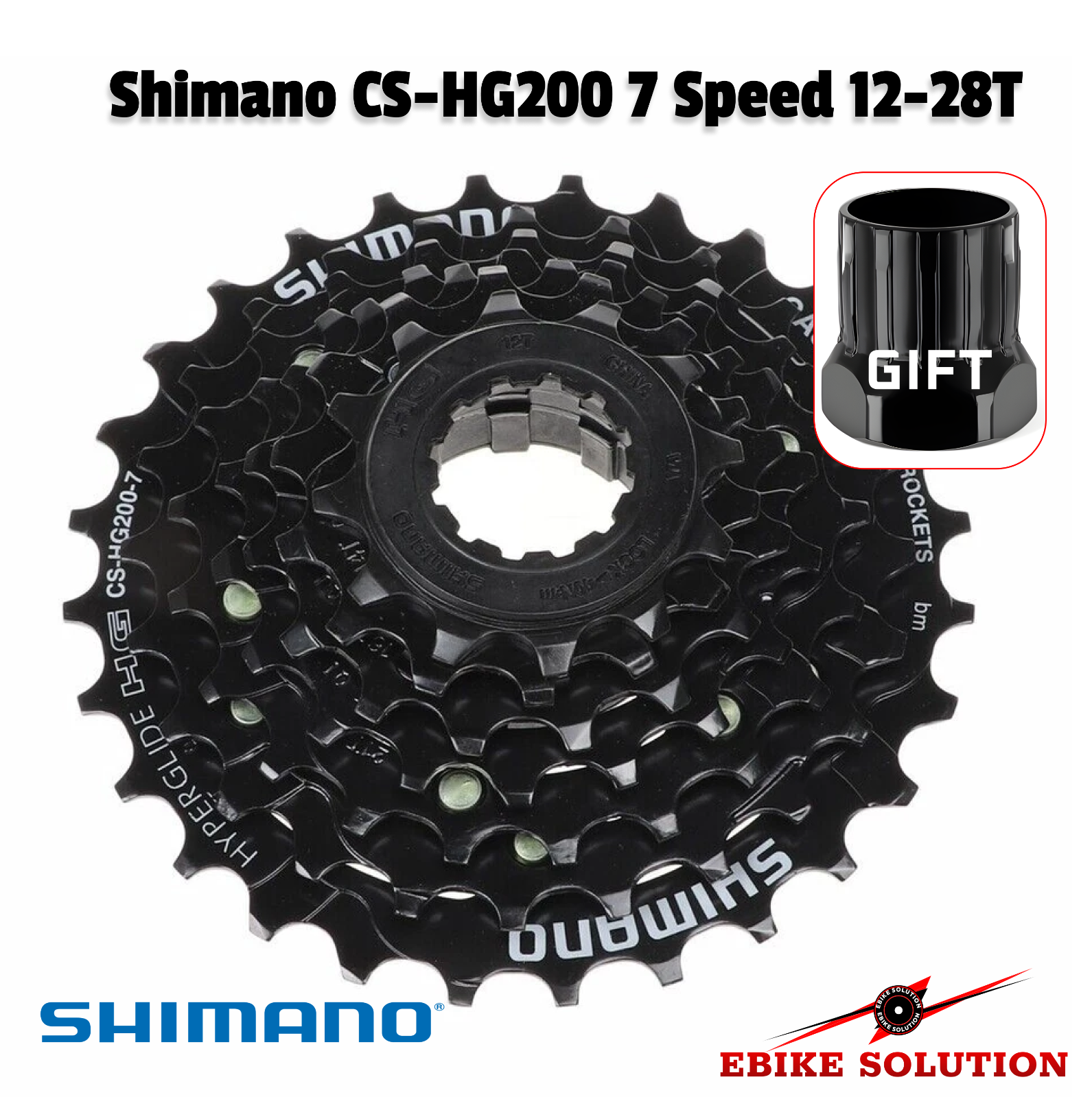 Shimano CS-HG200 7 Speed 12-28T MTB Bike Bicycle Cassette Looking ring
