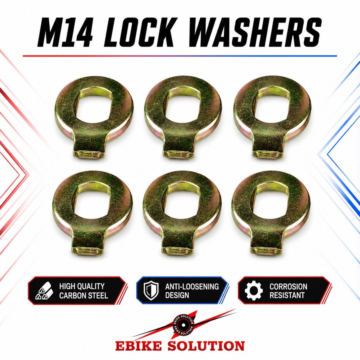 6x M14 Steel lock Washers For Ebike Electric-Bike Hub Motor Washer UK ebike solution