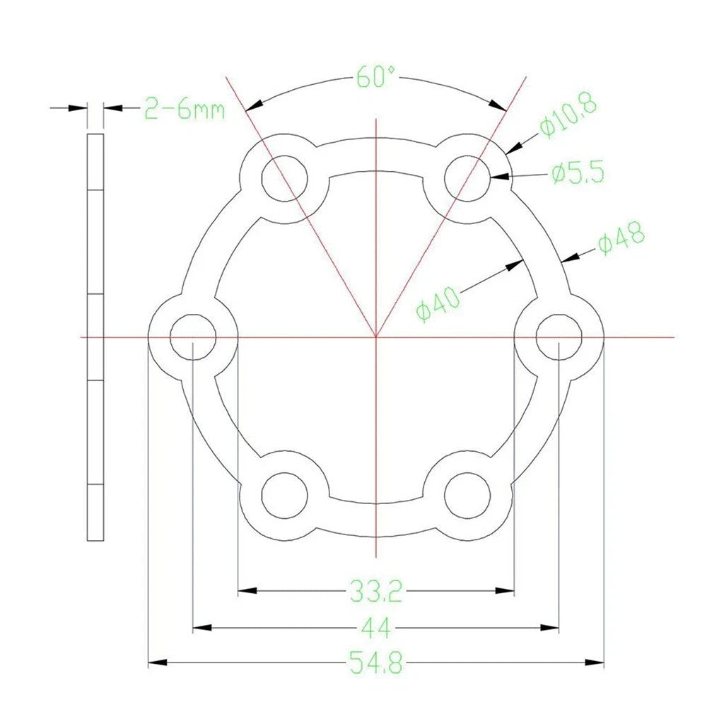 2/3/4/5/6mm Aluminum Alloy Disc Brake Spacer for Mountain Bike Hub 6 Hole Black