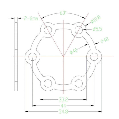 2/3/4/5/6mm Aluminum Alloy Disc Brake Spacer for Mountain Bike Hub 6 Hole Black