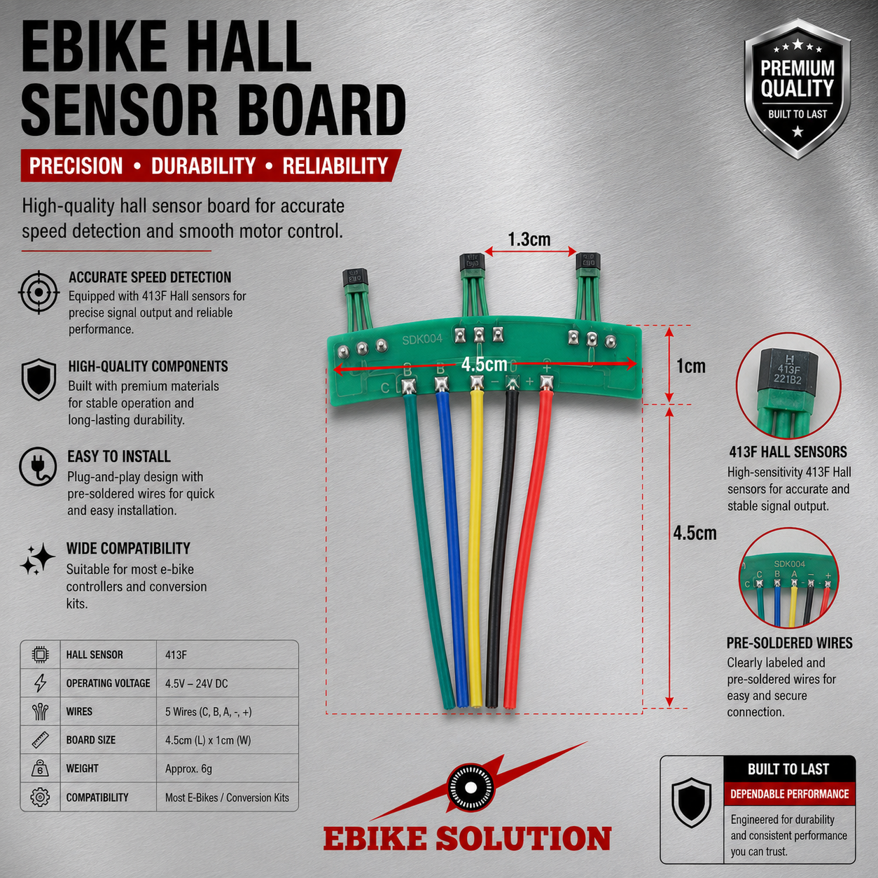 EBike Hall Sensor Board 413F Electric Motor Circuit Board PCB UK ebike solution 