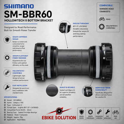 Shimano ULTEGRA/FC-CX70/105 SM-BBR60 BSA Hollowtech II Bottom Bracket 68mm ebike solution