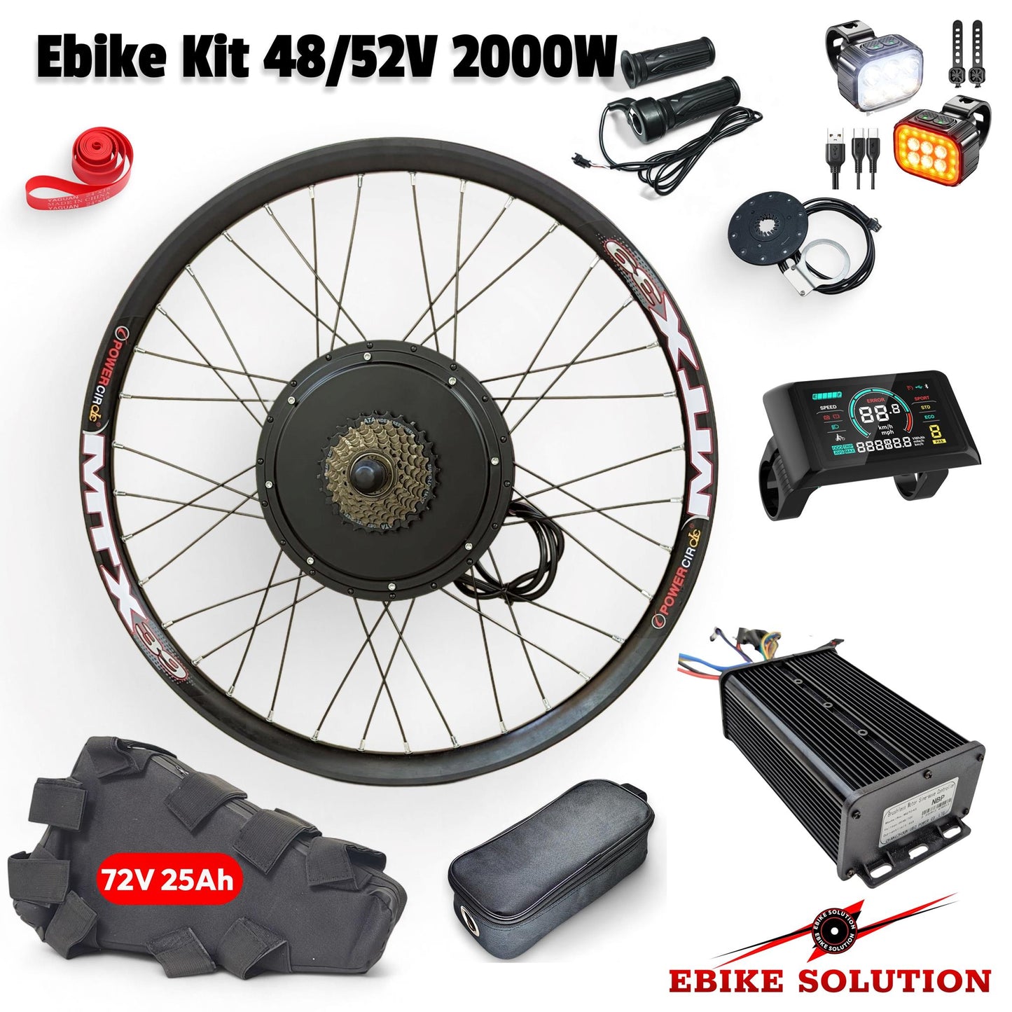 48-72V 45A 2000W Ebike Kit Rear Electric Bicycle Wheel MTX Enduro UK Speed Limit