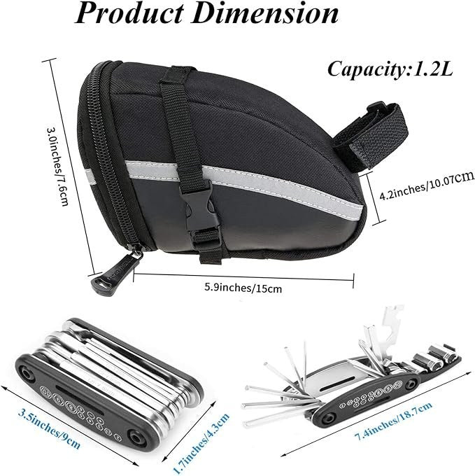 Bicycle Frame Tool Puncture Repair Kit Saddle Case Bag With Tool Set Bike ebike solution
