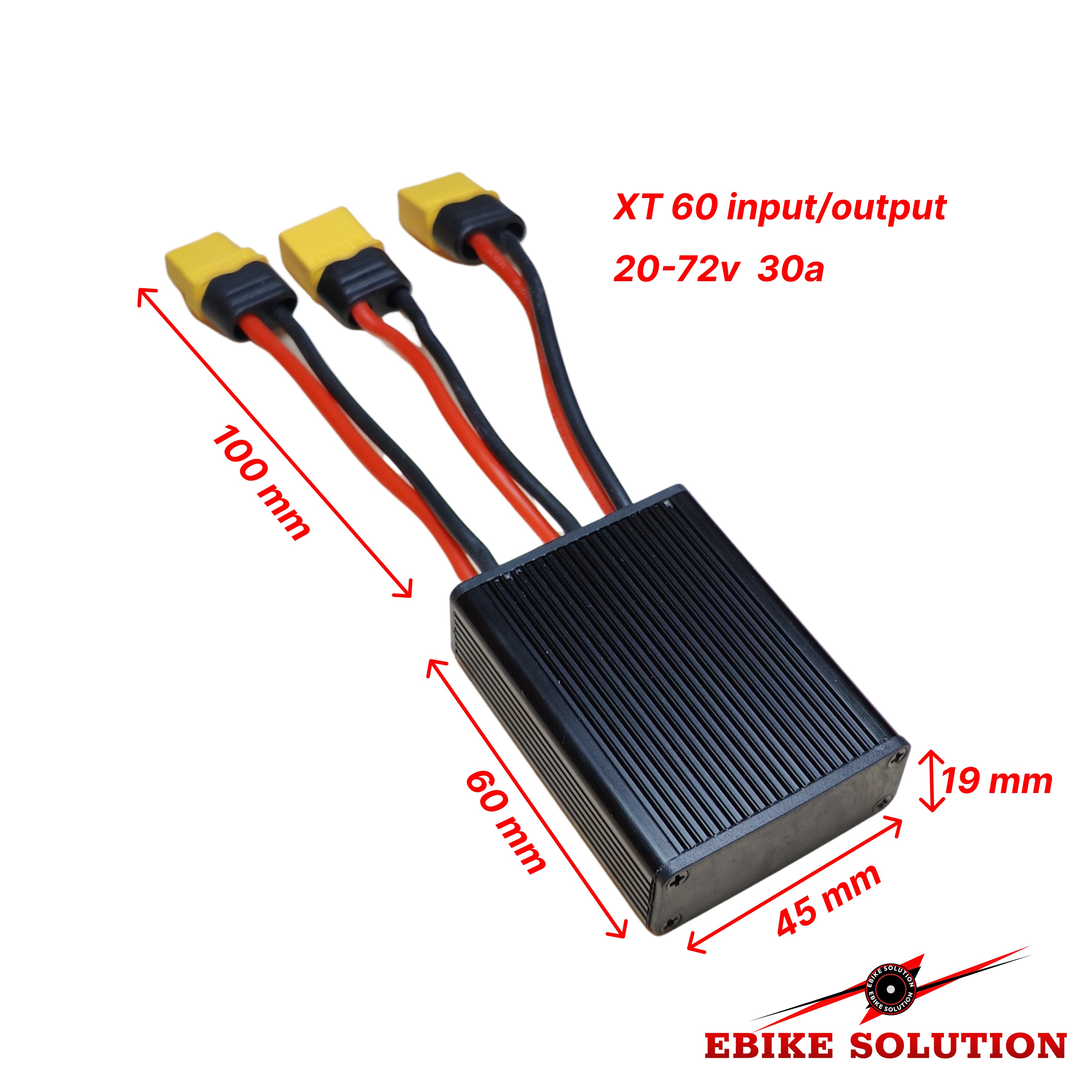 Electric Bike Dual Battery Parallel Adapter - 20V-72V XT60 Interface, 20A, Aluminum Alloy For Double Battery Setup