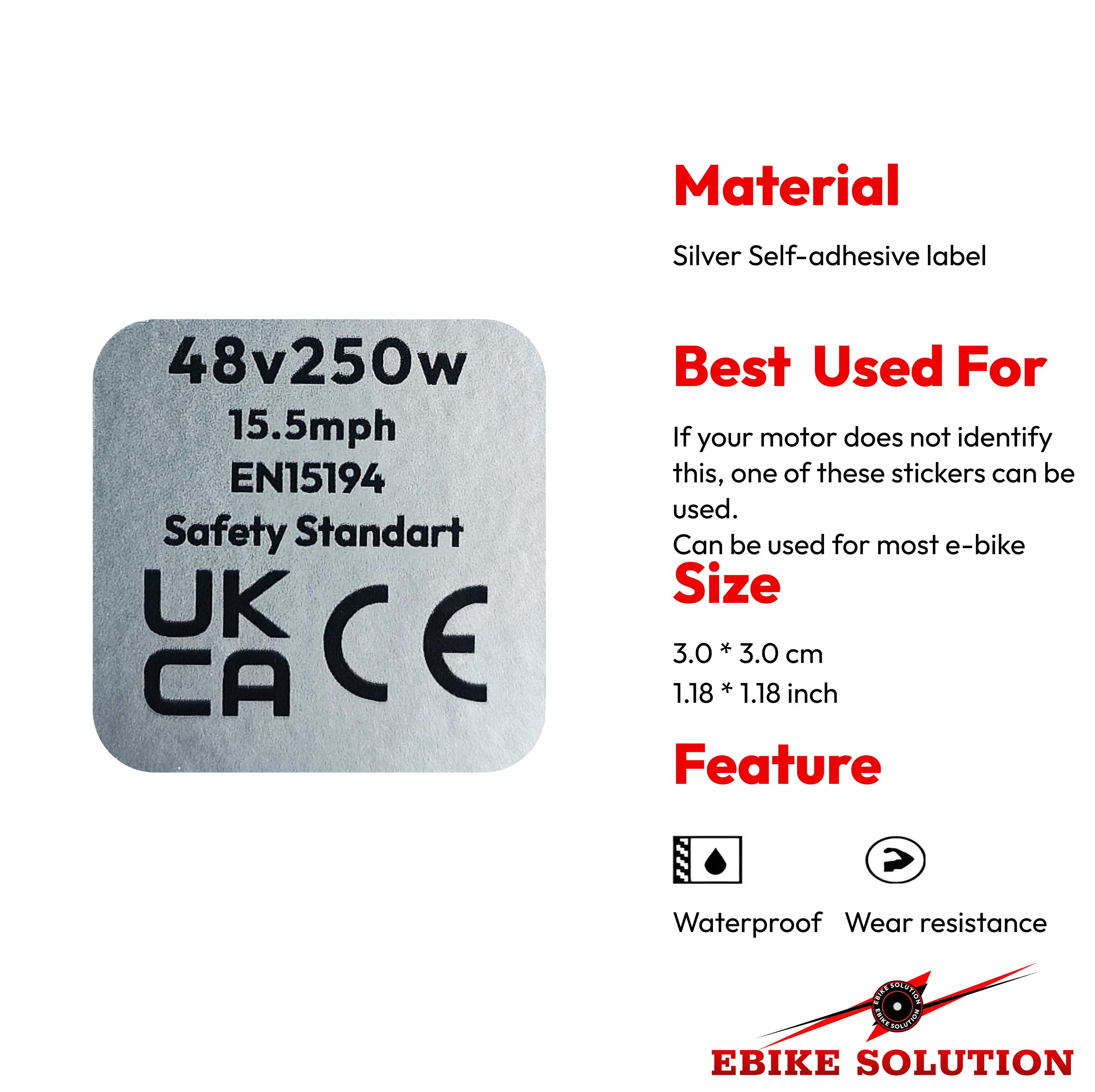 3x Motor Sticker Decal 36V/48V 250W Road Legal Ebike Sticker – Ebike ...