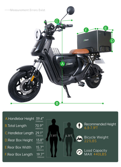 Ebike 48V 800W 50Ah/100Ah 50Km/h Battery Cargo Delivery Electric Bike for Food Delivery