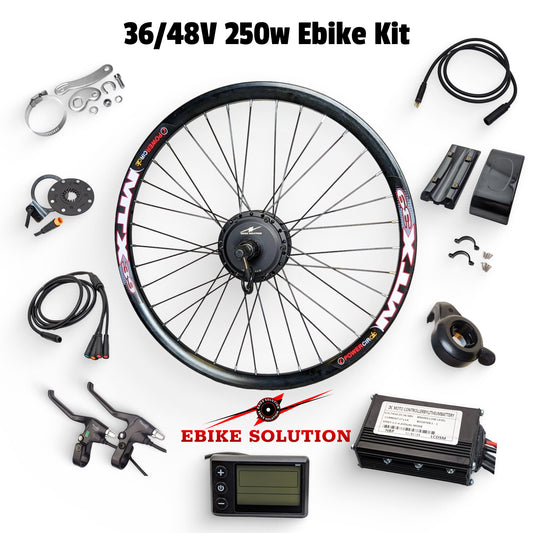 36/48V 250W Ebike Electric Bike Conversion Kit Hub Motor MTX39 Rim Geared Road Legal