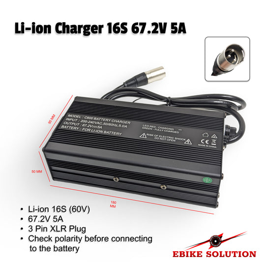 16S - 60V (67.2V) 5A Lithium Battery Charger for Electric Bicycle Ebike