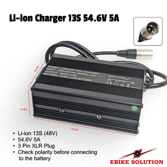 13S - 48V (54.6V) 5A Lithium Battery Charger for Electric Bicycle Ebike