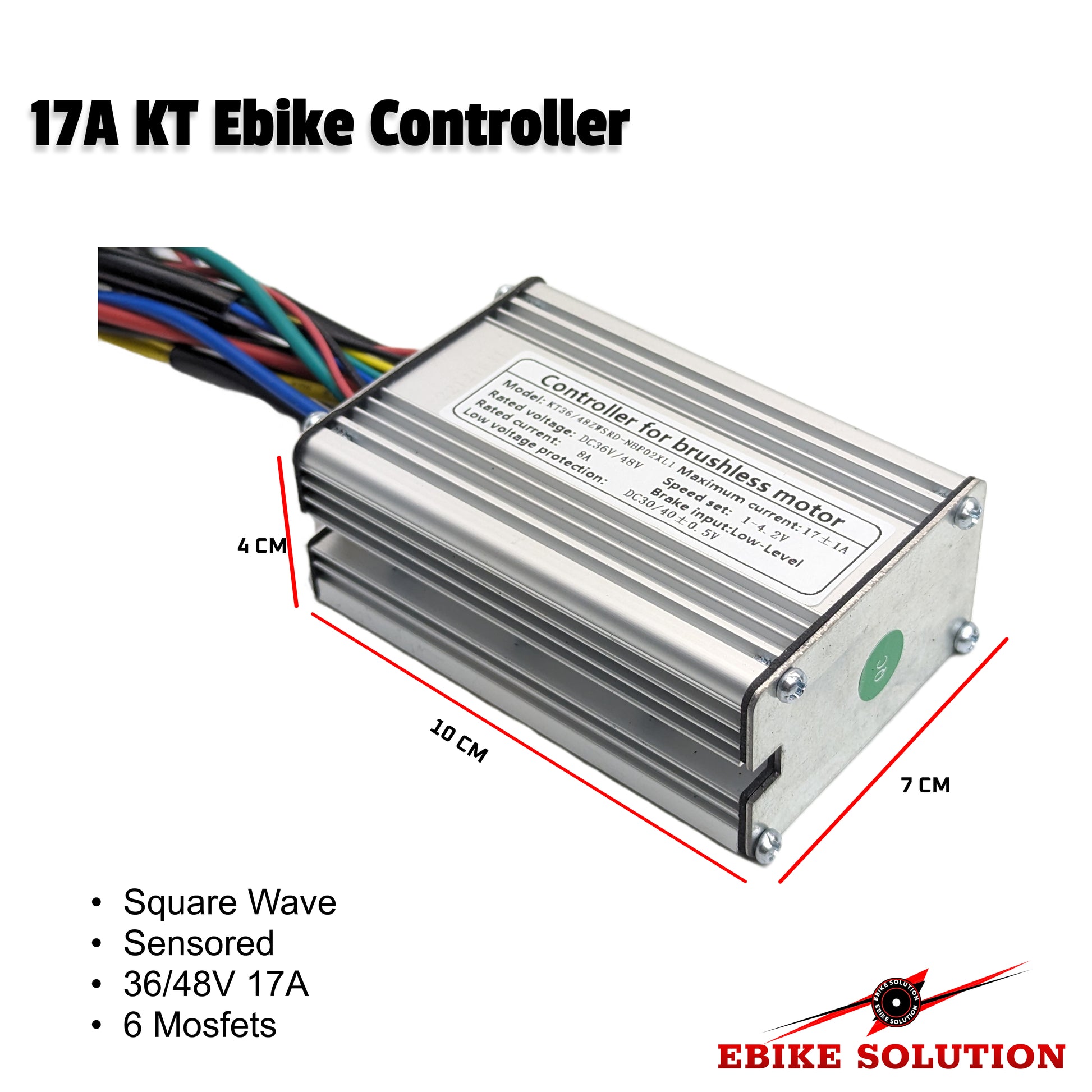 Ebike Brushless Motor Controller 36/48V 6-FET 17A KT Square Wave