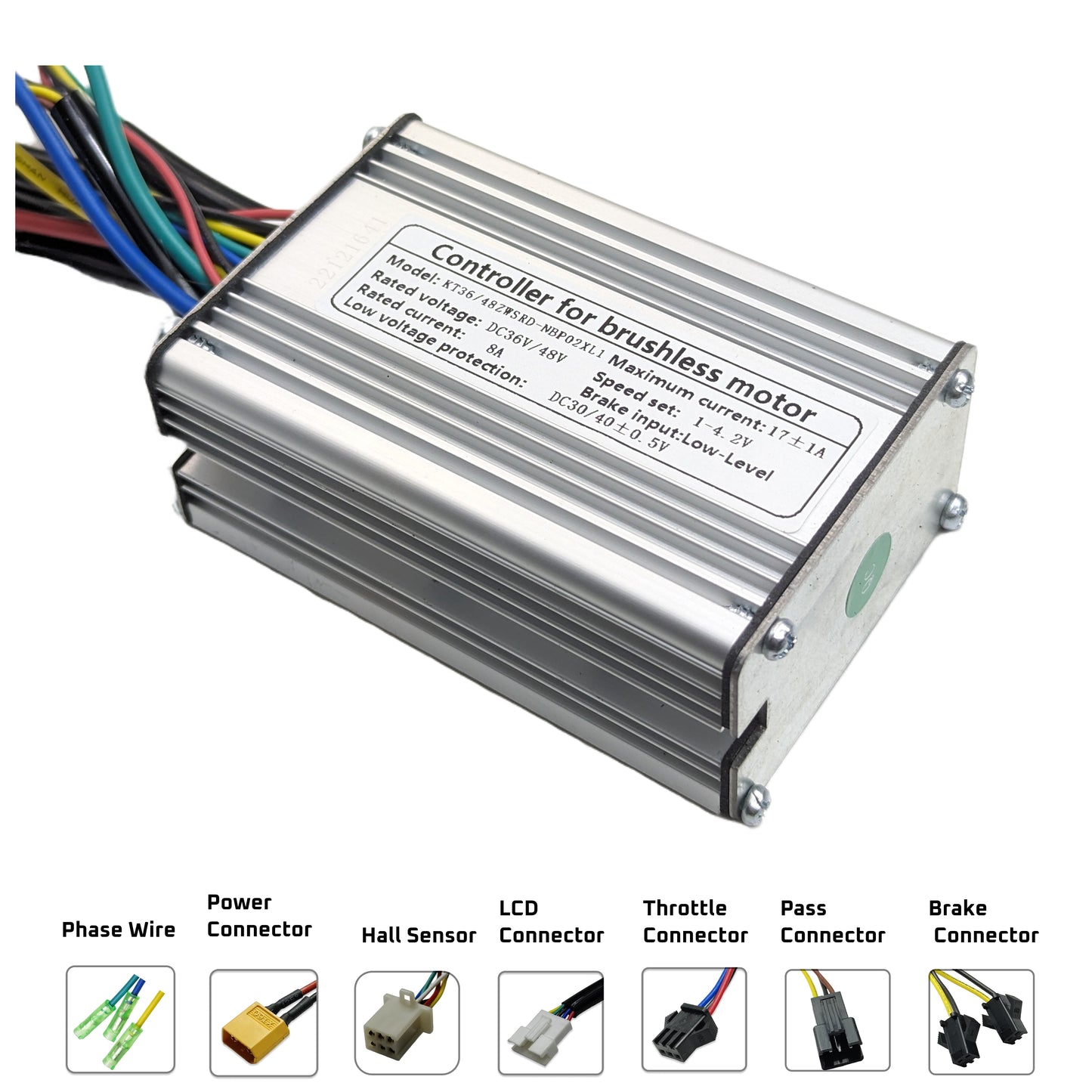 Ebike Brushless Motor Controller 36/48V 6-FET 17A KT Square Wave