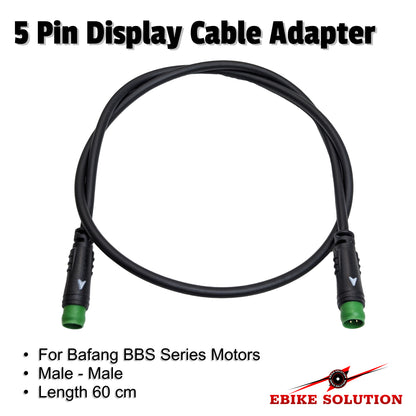 Electric Bicycle Ebike 5 Pin Male to Male Display Extension Cable Connector