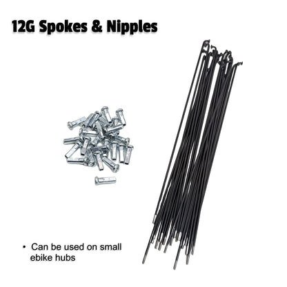 12G Spokes Nipples 2.6mm For MTB Ebike Electric Bicycle Hub Wheel 36 PCs