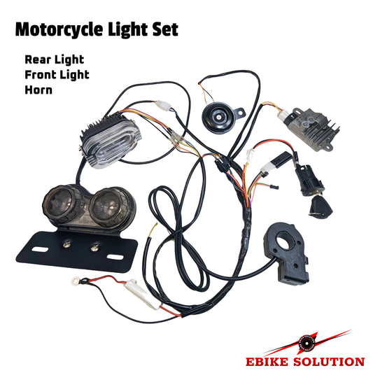 Motorcycle Lights Set Front Rear Lights Horn