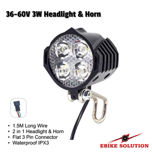 Electric Mountain Bicycle 36/48V Led Headlight & Horn