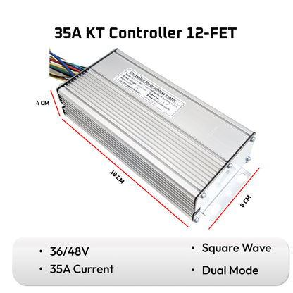 Brushless Motor Controller DC 36V/48V 1000-1500W 12-FET 35A KT Square Wave Dual Mode