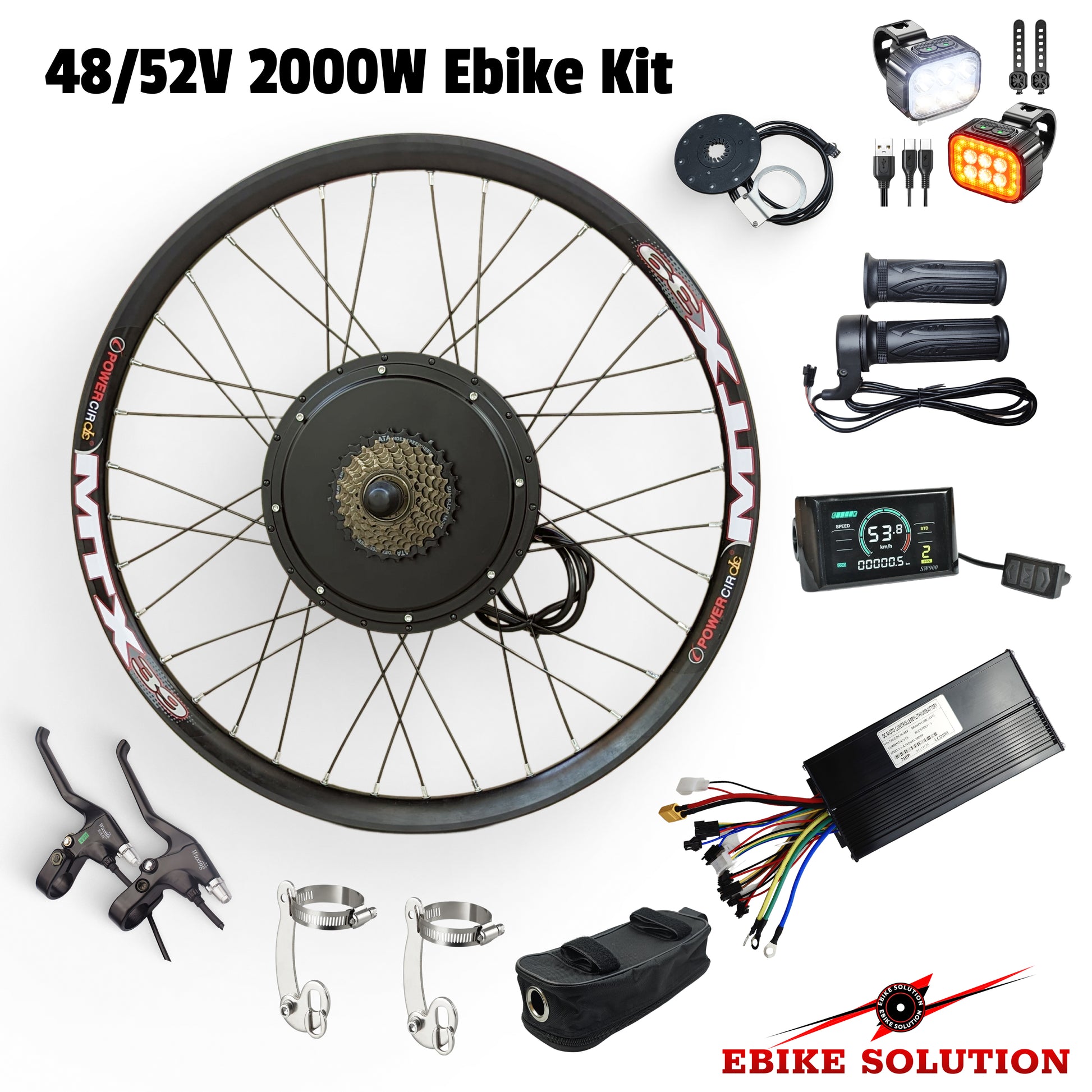 Ebike 2000w Hub Motor 26/27.5/29 48/52v 40a YF Controller Electric Bike MTX Rim