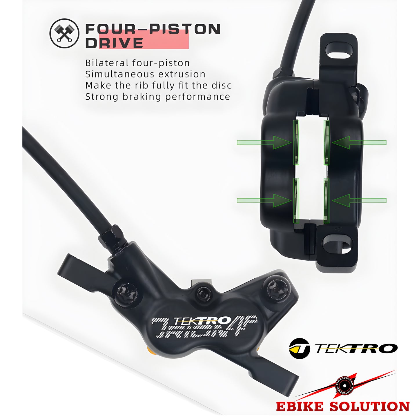 Tektro MTB Brake HD-M745 Mountain Bike 4 Piston Hydraulic Disc Brakes Front Rear