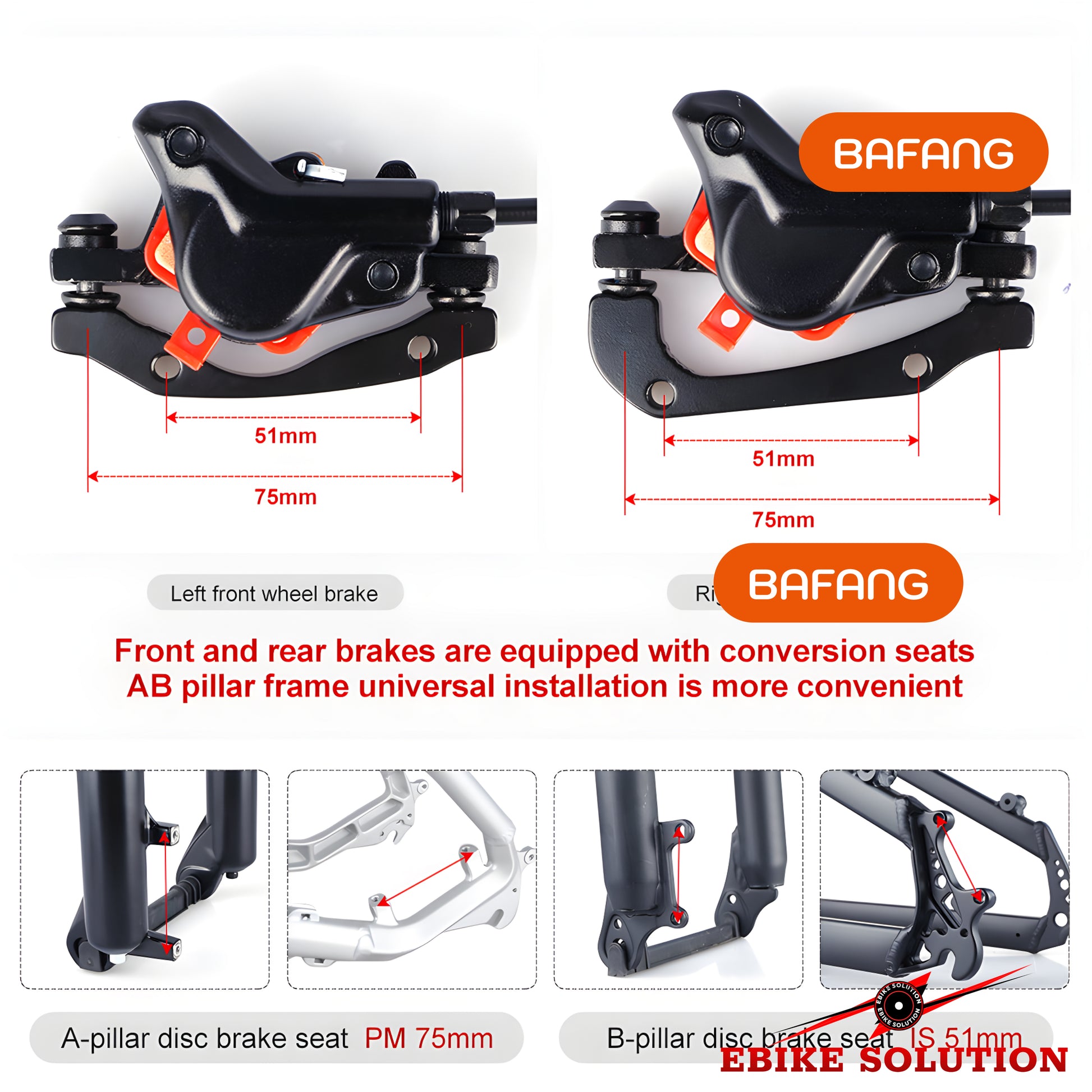 Hydraulic Disc Brake For BAFANG Ebike Hub/Mid Drive Motor Wheel Bicycle Brake