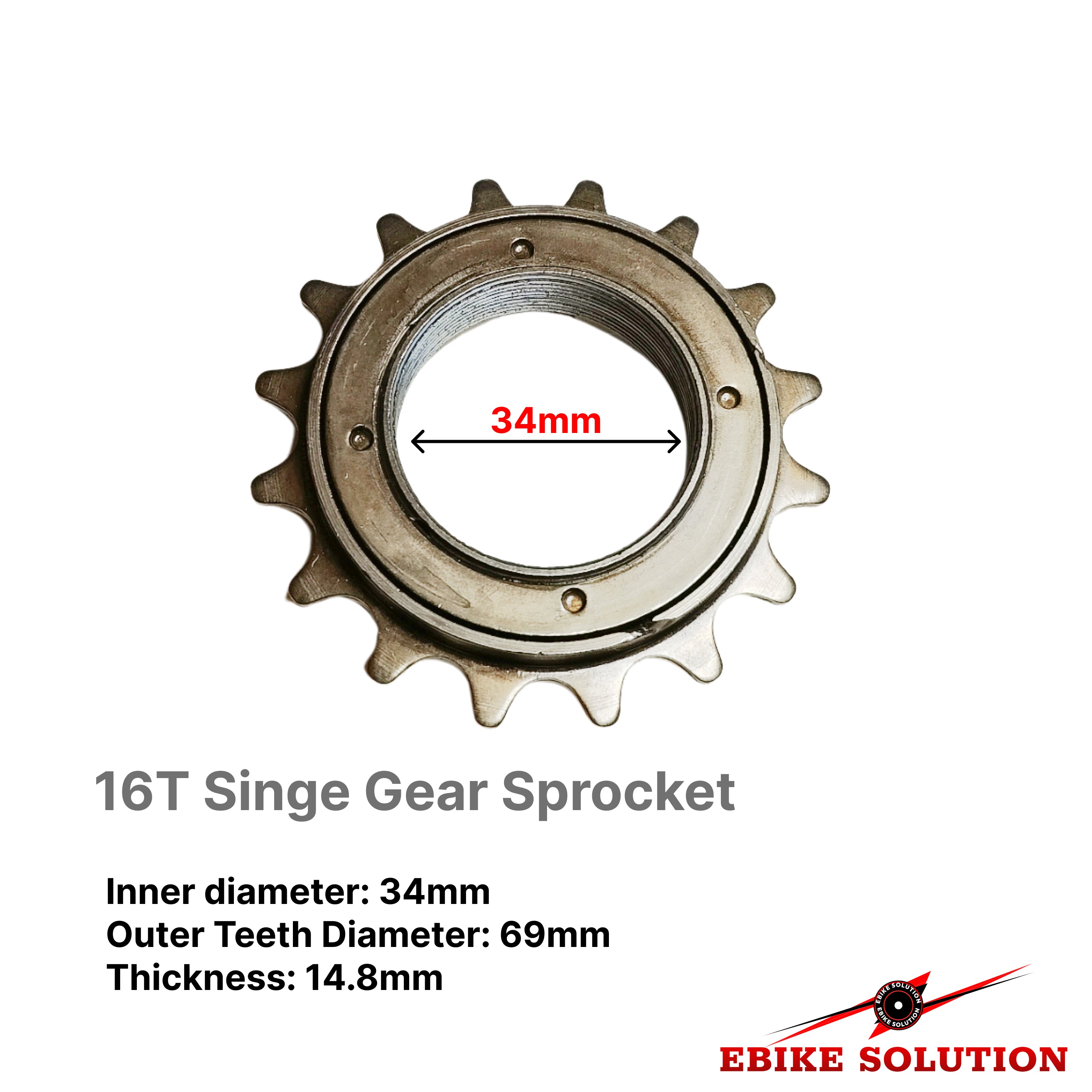 16T Teeth 34MM Single Speed Freewheel Flywheel Sprocket Bicycle Gear