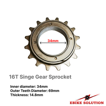 16T Teeth 34MM Single Speed Freewheel Flywheel Sprocket Bicycle Gear uk stock ebikesolution