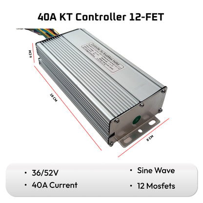 Ebike Brushless Motor Controller 48/52V 1500/2000W 12-FET 40A KT Sine Wave uk stock ebikesolution