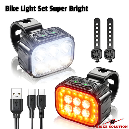 Ultra Bright Electric Bicycle Light Bike Headlight and Tail Light Night Riding E-Bike Light Set