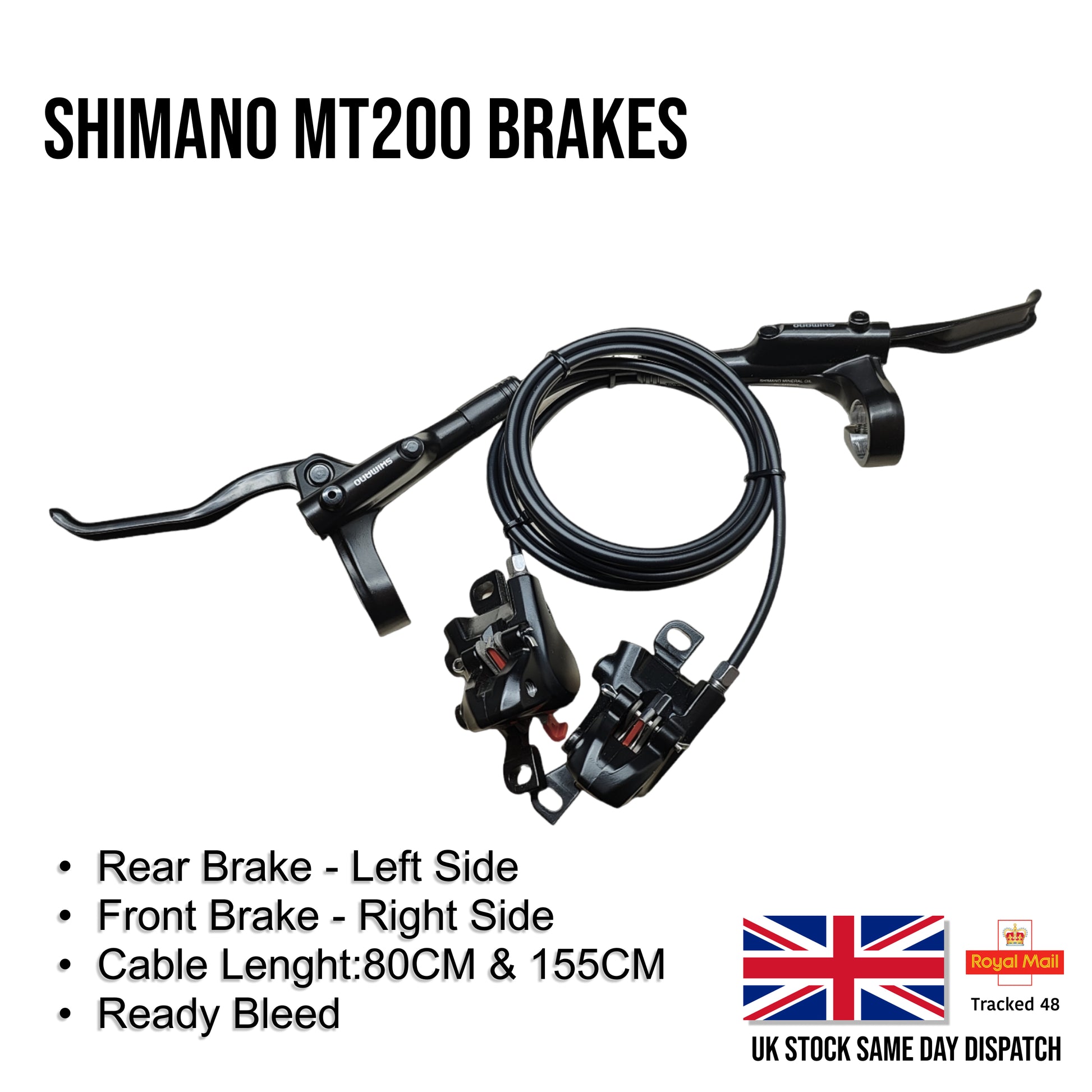 SHIMANO MT200 Hydraulic Bicycle Disc Brake Oil Brakes with Lever Set Pre-Filled