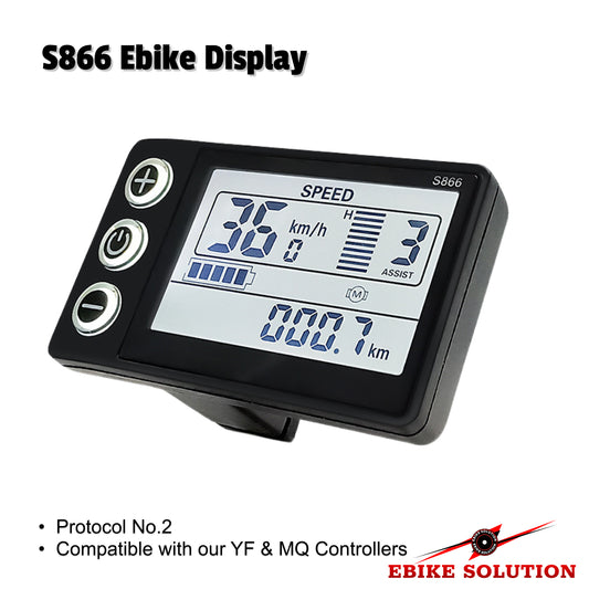 S866 Electric Bike LCD Display 24V 36V 48V 52v E-Bike Electric Scooter Display