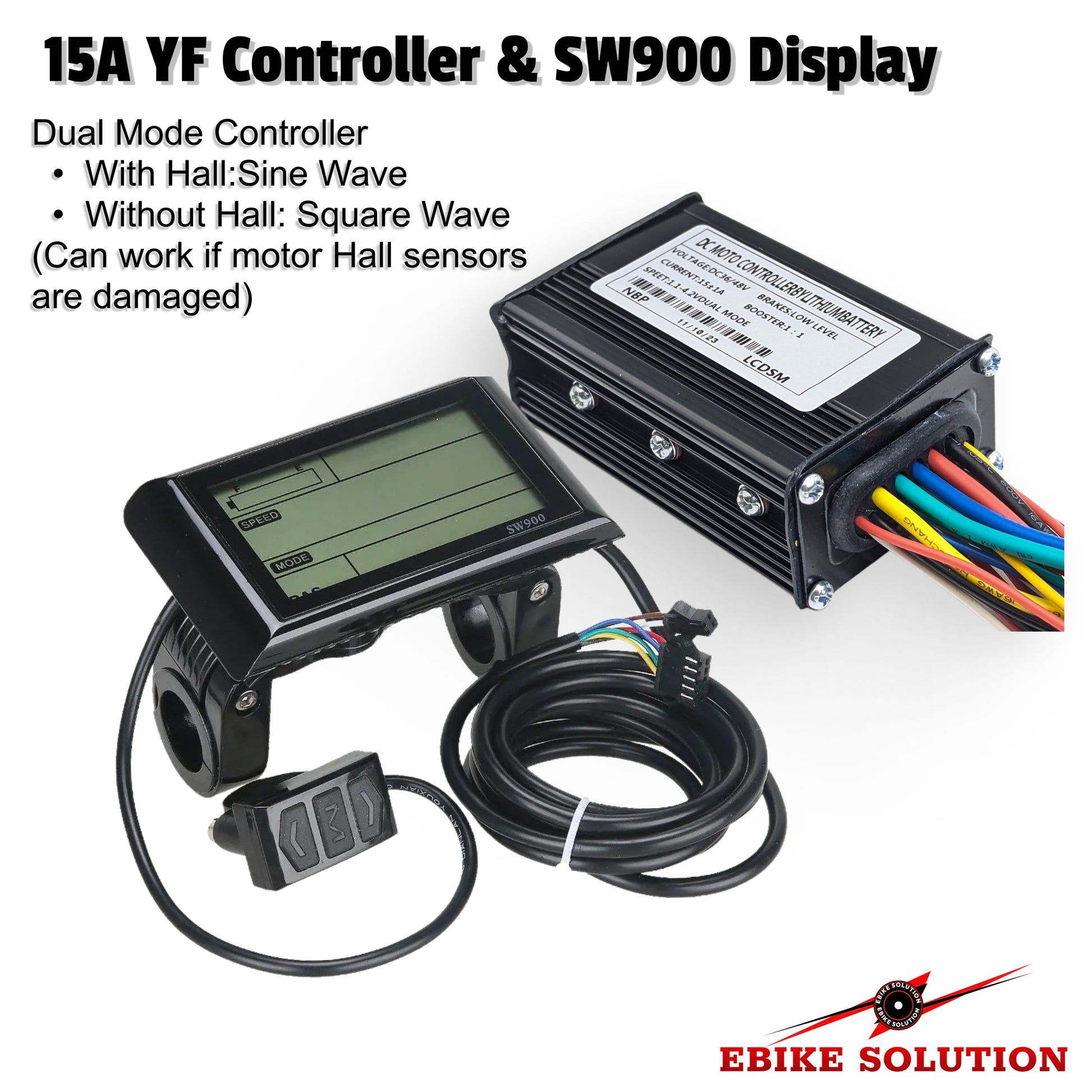 controller elektrofahrrad Ebike Controller Sine Wave 36/48V YF 15A + SW900 Display 500W Kit Dual – Ebike Solution