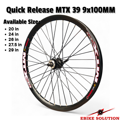 Dual Layer MTX39 Rim Quick Release Front Wheel 100x9MM For MTB EBike