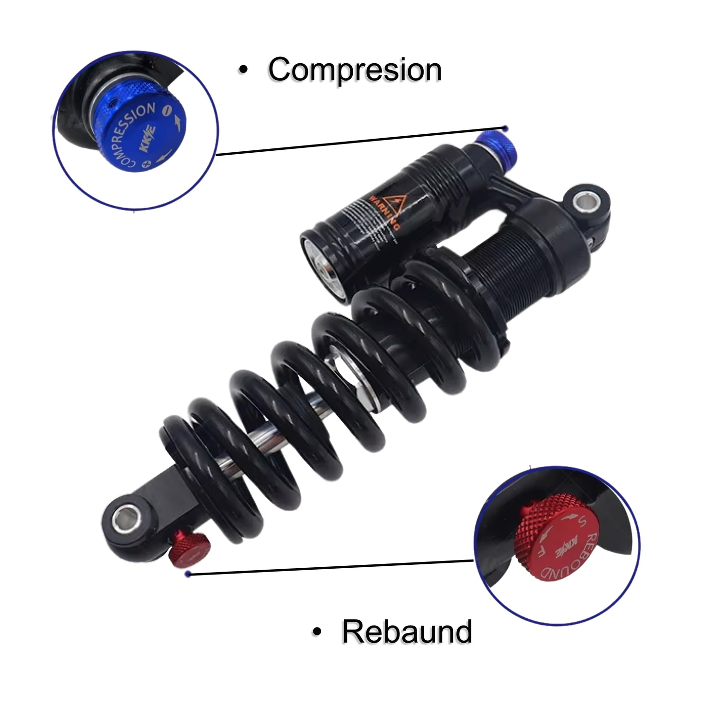 KKE Rear Shock Suspension Adjustable Damping 220mm 750lbs for Electric Bike