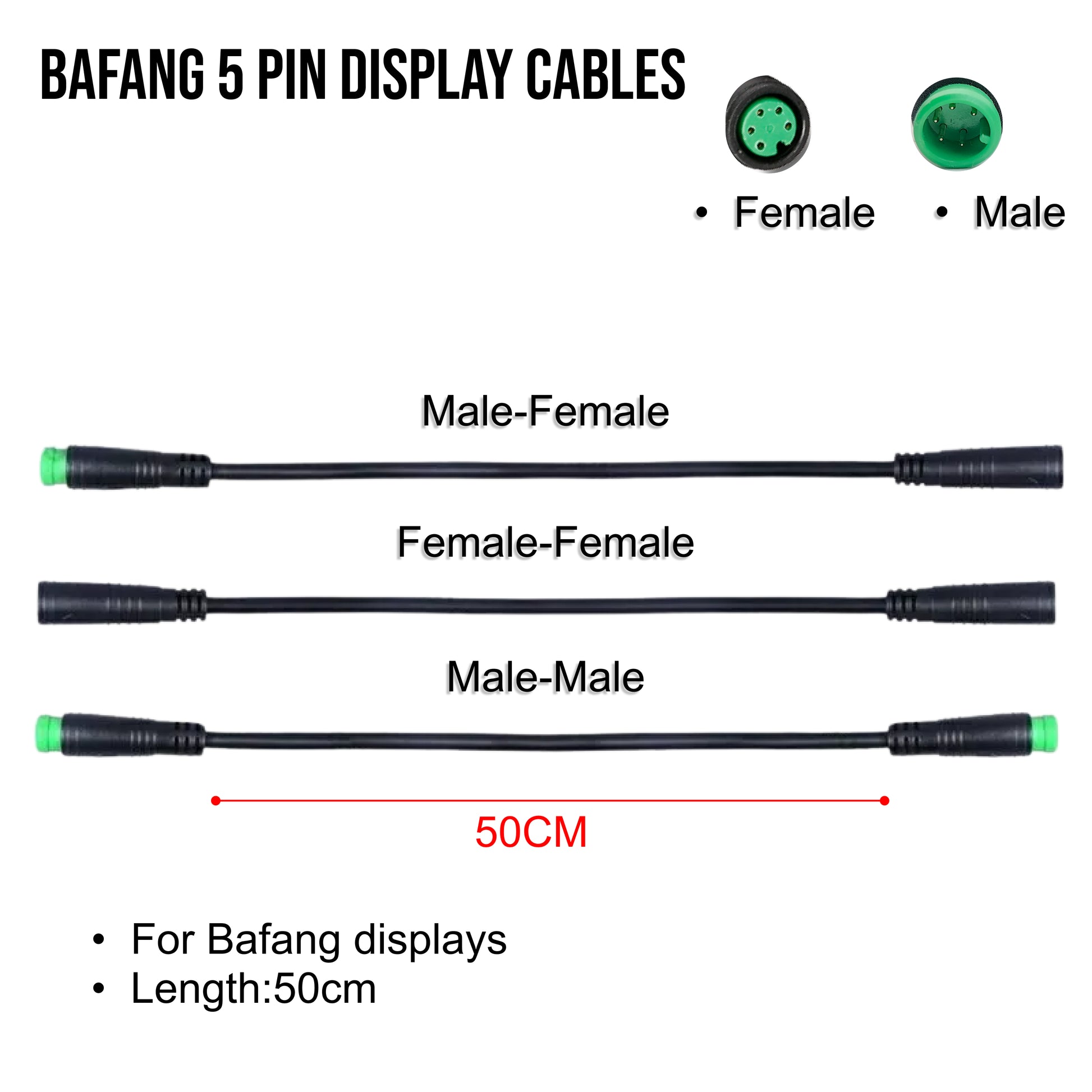 e bike display 5 pin 5 Pin Bafang Male/Female Ebike Cable Green Connector Electric Bike Dis – Ebike Solution