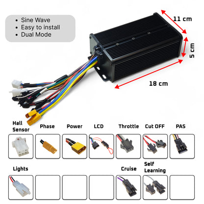 48v-72v 45a MQ Ebike Controller Bundle Color SW900 LCD 2500w-3000w Control Panel